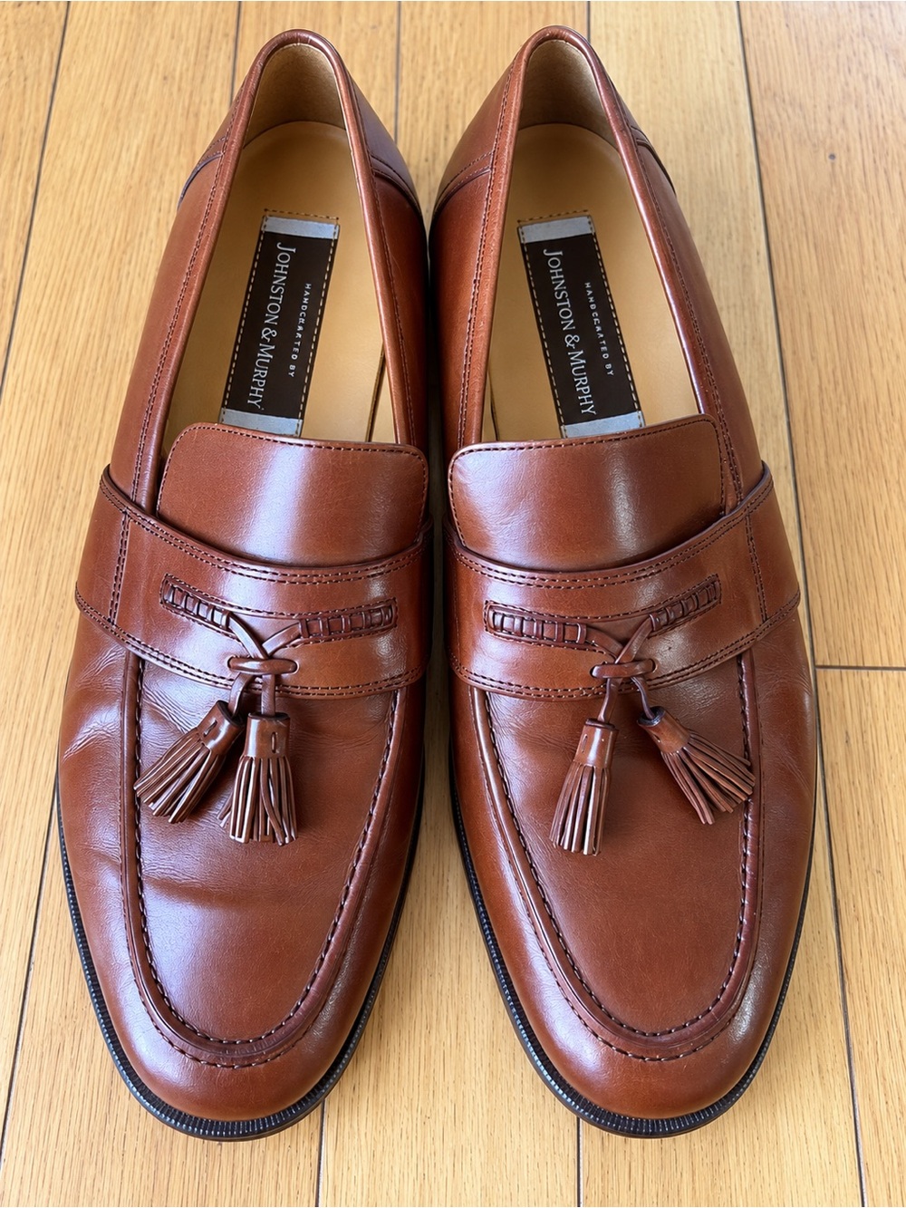 Johnston & Murphy 1046 Brown Leather Tassel Loafers Timeless Dress Shoes 9M
